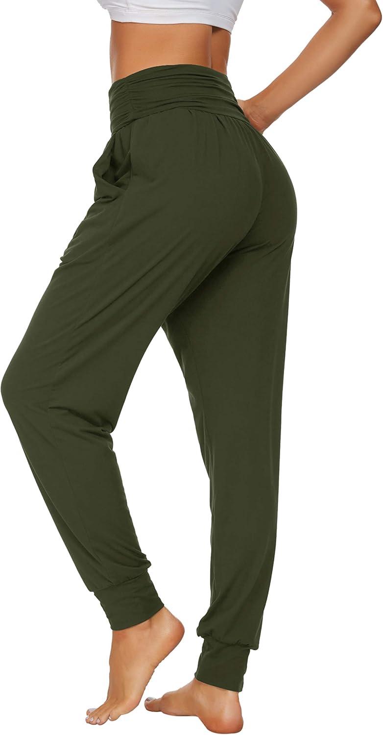 image:imageUEU Womens Cozy Yoga Joggers Pants Loose Workout Sweatpants Comfy Lounge Pants with PocketsArmy Green
