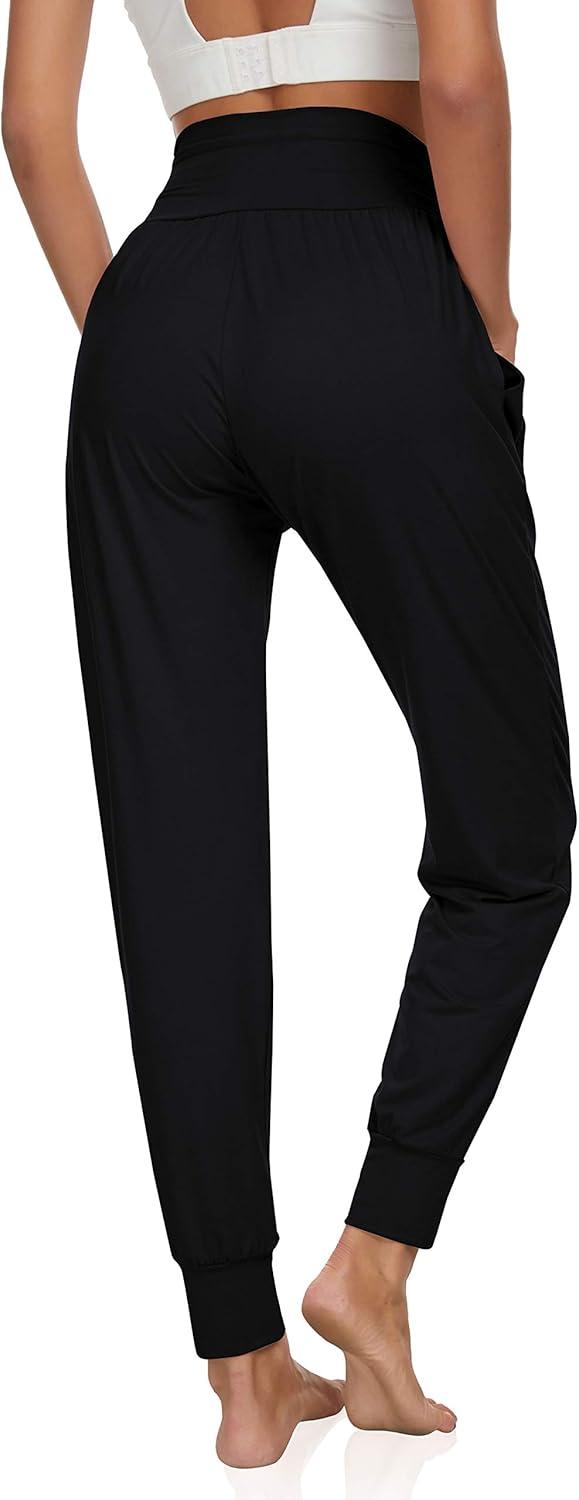 image:imageUEU Womens Cozy Yoga Joggers Pants Loose Workout Sweatpants Comfy Lounge Pants with PocketsBlack