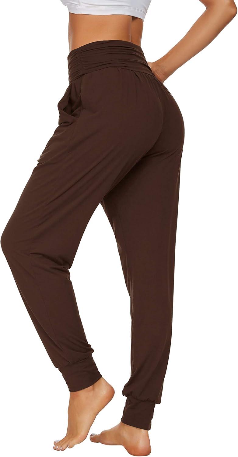 image:imageUEU Womens Cozy Yoga Joggers Pants Loose Workout Sweatpants Comfy Lounge Pants with PocketsDark Coffee