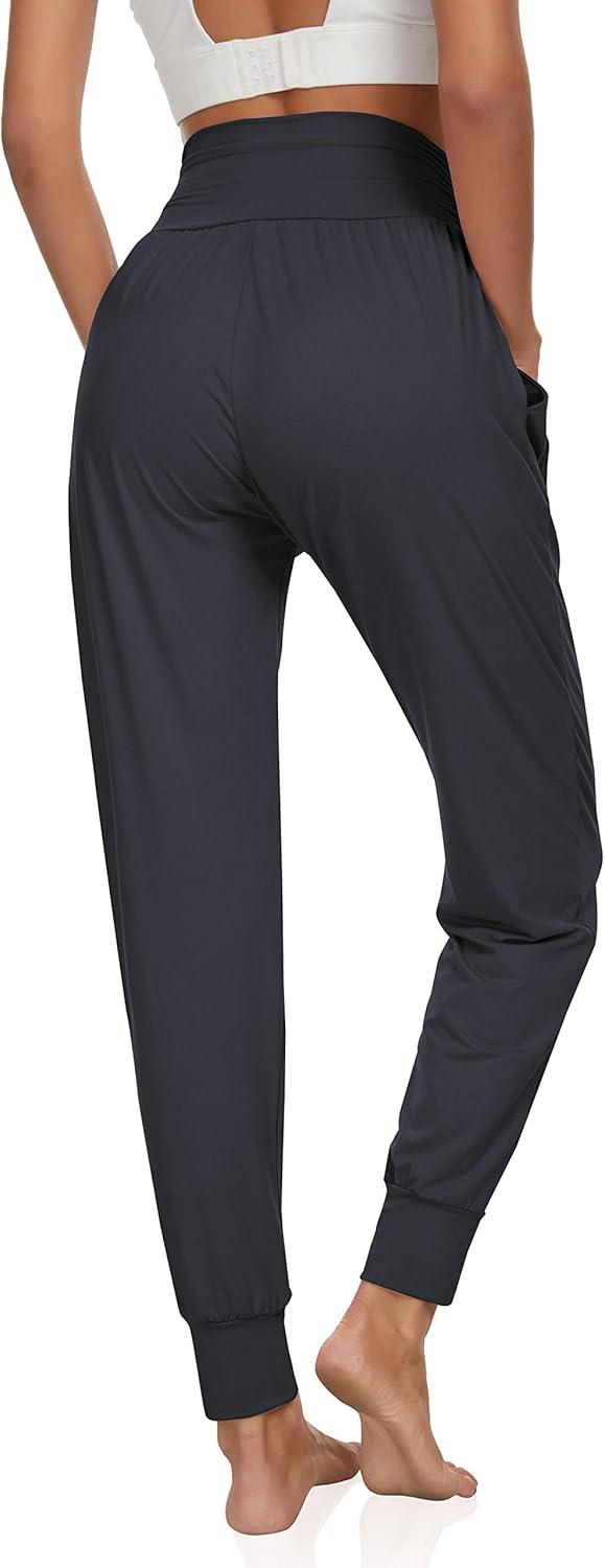 image:imageUEU Womens Cozy Yoga Joggers Pants Loose Workout Sweatpants Comfy Lounge Pants with PocketsDark Gray