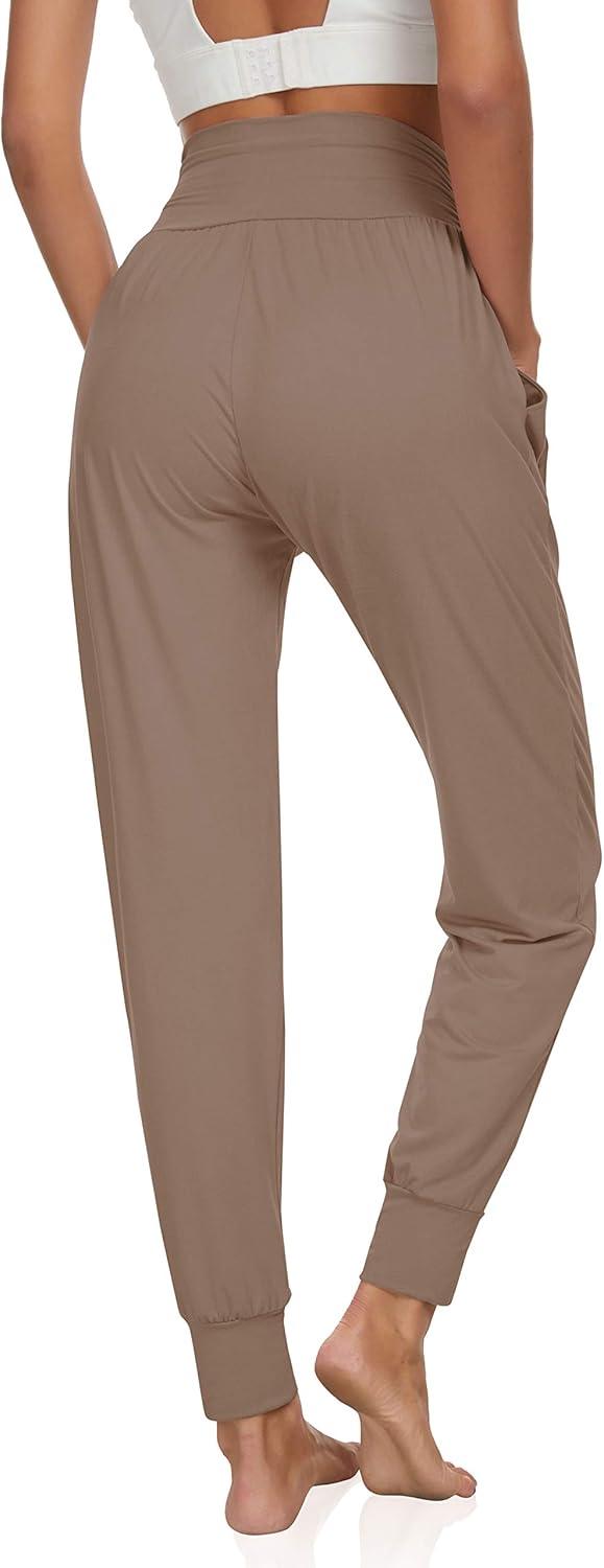 image:imageUEU Womens Cozy Yoga Joggers Pants Loose Workout Sweatpants Comfy Lounge Pants with PocketsLight Coffee