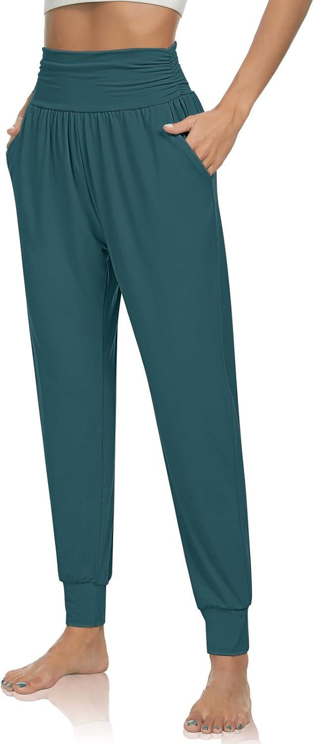 image:imageUEU Womens Cozy Yoga Joggers Pants Loose Workout Sweatpants Comfy Lounge Pants with PocketsMalachite Green