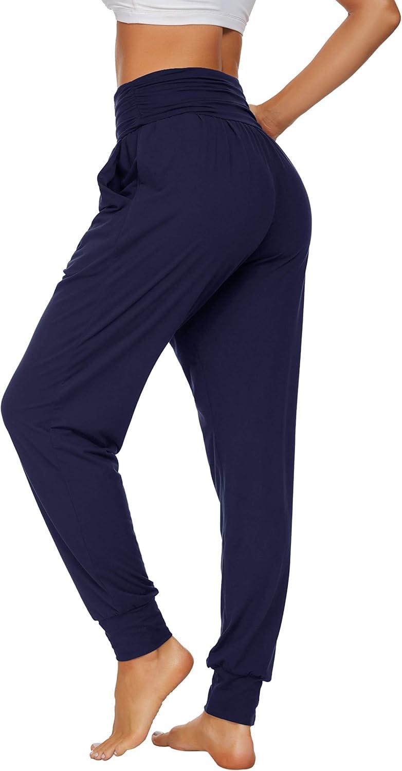 image:imageUEU Womens Cozy Yoga Joggers Pants Loose Workout Sweatpants Comfy Lounge Pants with PocketsNavy