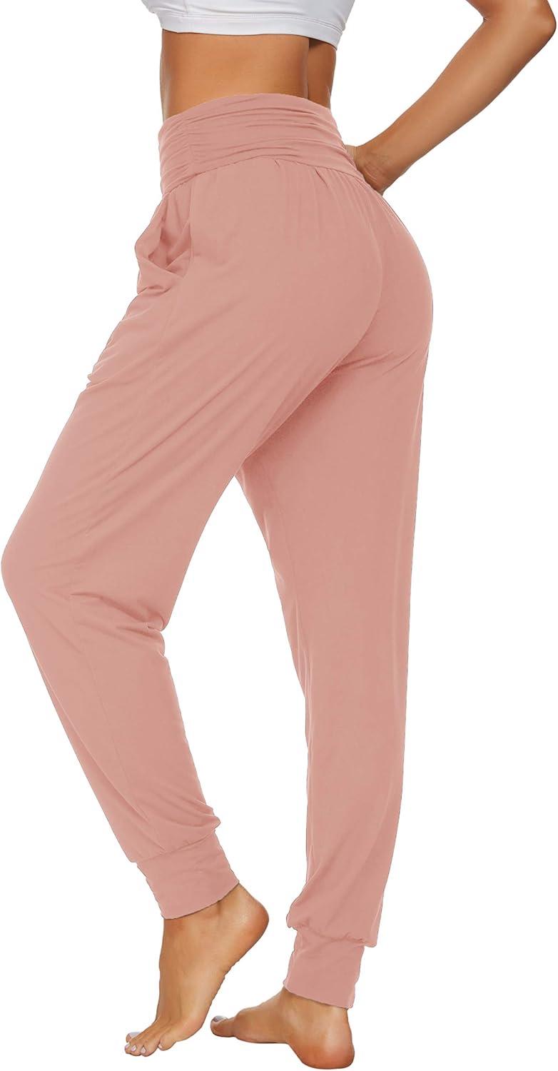 image:imageUEU Womens Cozy Yoga Joggers Pants Loose Workout Sweatpants Comfy Lounge Pants with PocketsPink