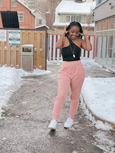 image:imageUEU Womens Cozy Yoga Joggers Pants Loose Workout Sweatpants Comfy Lounge Pants with PocketsPink