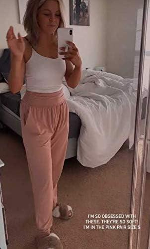 image:imageUEU Womens Cozy Yoga Joggers Pants Loose Workout Sweatpants Comfy Lounge Pants with PocketsPink