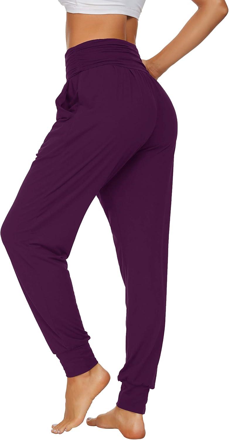 image:imageUEU Womens Cozy Yoga Joggers Pants Loose Workout Sweatpants Comfy Lounge Pants with PocketsPurple
