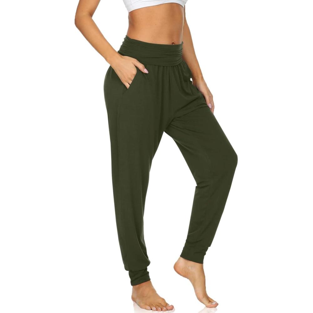 image:imageUEU Womens Cozy Yoga Joggers Pants Loose Workout Sweatpants Comfy Lounge Pants with PocketsArmy Green