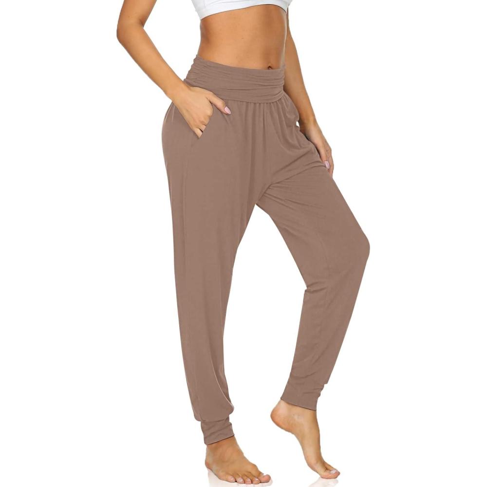 image:imageUEU Womens Cozy Yoga Joggers Pants Loose Workout Sweatpants Comfy Lounge Pants with PocketsLight Coffee
