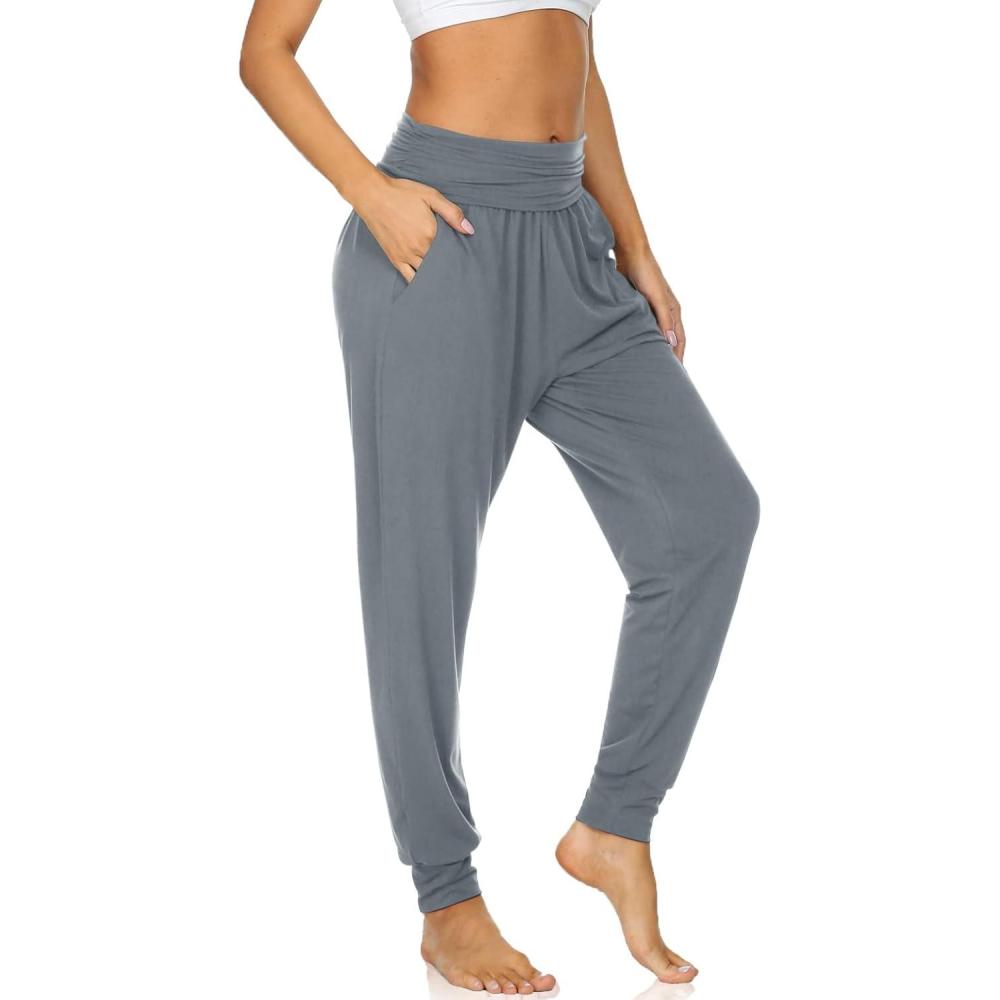 image:imageUEU Womens Cozy Yoga Joggers Pants Loose Workout Sweatpants Comfy Lounge Pants with PocketsMid Gray