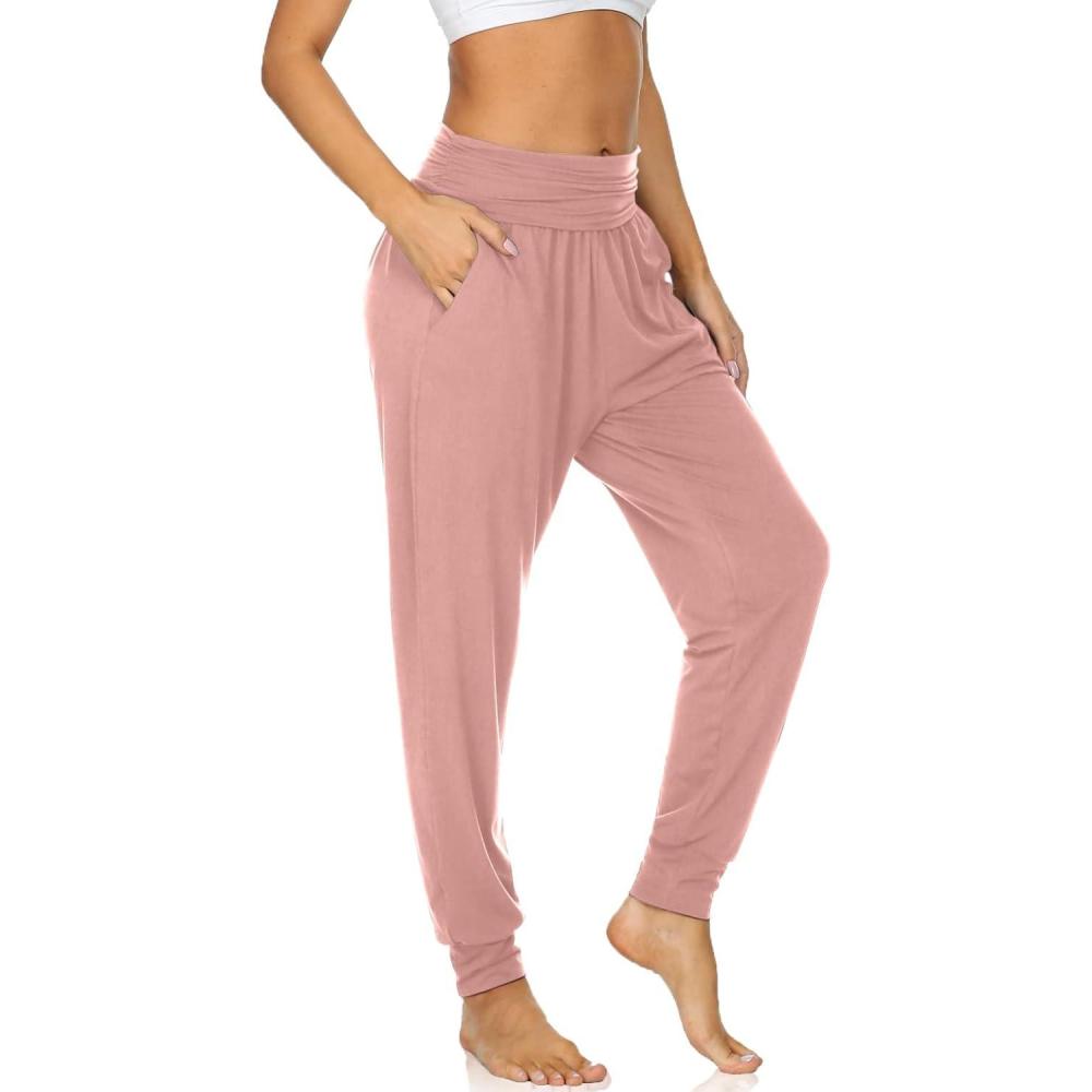 image:imageUEU Womens Cozy Yoga Joggers Pants Loose Workout Sweatpants Comfy Lounge Pants with PocketsPink