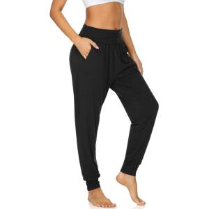 UEU Women’s Cozy Yoga Joggers Pants Loose Workout Sweatpants Comfy Lounge Pants with Pockets(Black)