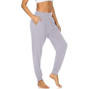 UEU Women’s Cozy Yoga Joggers Pants Loose Workout Sweatpants Comfy Lounge Pants with Pockets(Light Gray)