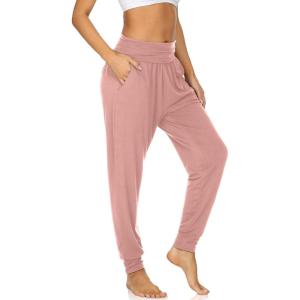 UEU Women’s Cozy Yoga Joggers Pants Loose Workout Sweatpants Comfy Lounge Pants with Pockets(Pink)