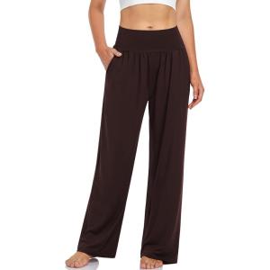 UEU Women’s Casual Loose Wide Leg Cozy Pants Yoga Sweatpants Comfy High Waisted Sports Athletic Lounge Pants with Pockets(Dark Coffee)