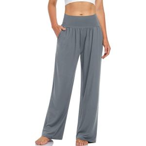 UEU Women’s Casual Loose Wide Leg Cozy Pants Yoga Sweatpants Comfy High Waisted Sports Athletic Lounge Pants with Pockets(Mid Gray)
