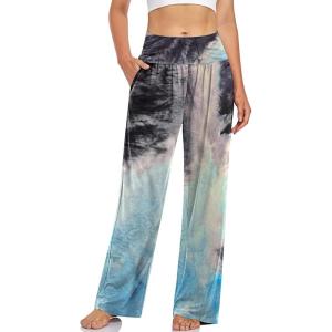 UEU Women’s Casual Loose Wide Leg Cozy Pants Yoga Sweatpants Comfy High Waisted Sports Athletic Lounge Pants with Pockets(Tie-dye)